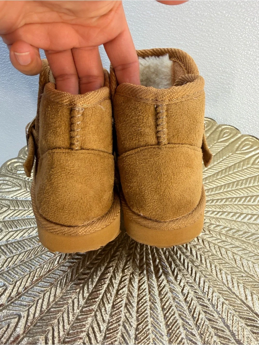 Capelli New York Kids Faux Fur Buckle Ankle Boots Tan